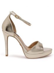 Nine West Sandały WFA2733-2 Złoty. Żółte sandały damskie Nine West, bez wzorów, z syntetyku, bez obcasa, na szpilce. Za 183.99 zł.