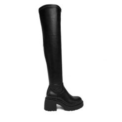 Kozaki DeeZee. Czarne kozaki damskie DeeZee, bez obcasa, na słupku. Za 249.99 zł.