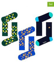 Happy Socks Skarpety (3 pary) w kolorze zielono-czarno-niebieskim rozmiar: 36-40. Czarne skarpetki męskie Happy Socks, bez wzorów, prążkowane. Za 73.99 zł.