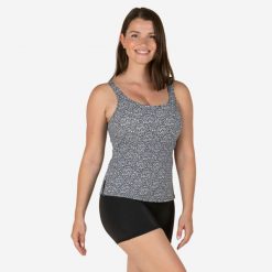 Strój jednoczęściowy pływacki damski Nabaiji Heva Leo tankini i szorty. Czarne spodenki sportowe damskie NABAIJI, l, bez wzorów. Za 129.99 zł.