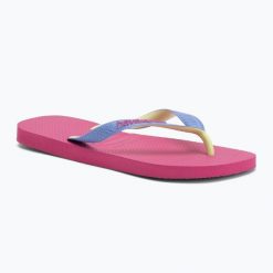 Japonki Havaianas Top Mix. Czerwone klapki damskie Havaianas, bez wzorów, bez obcasa. Za 83.99 zł.