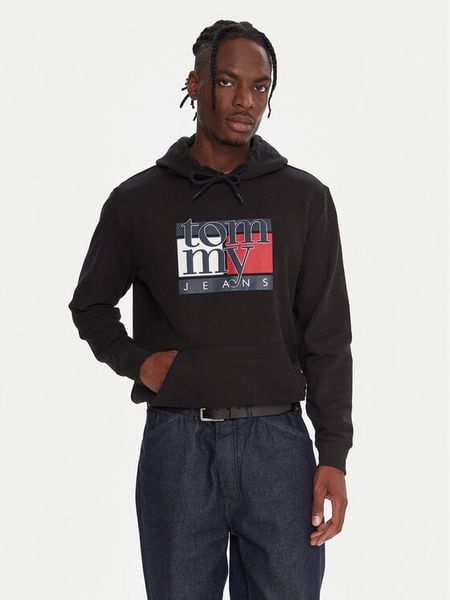 Tommy Jeans Bluza DM0DM22092 Czarny Relaxed Fit. Czarne bluzy bez kaptura męskie Tommy Jeans, m, z bawełny. Za 239.99 zł.