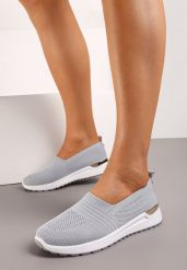 Szare Tenisówki z Ozdobną Wstawką na Podeszwie i Elastyczną Wkładką Ixtella. Szare trampki i tenisówki damskie Born2be, z aplikacjami, z jeansu. Za 49.99 zł.