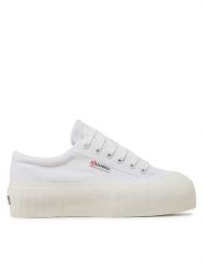 Superga Trampki Stripe Platform 2631 S5111SW Biały. Białe trampki i tenisówki damskie Superga, bez wzorów, z materiału. Za 229.99 zł.