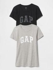 GAP Koszulki (2 szt.) w kolorze czarnym i jasnoszarym rozmiar: S. Czarne t-shirty damskie GAP, s, bez wzorów, z bawełny, bez kołnierzyka. Za 86.95 zł.