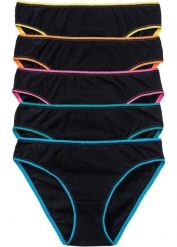 Figi z miękką bawełną (5 par). Czarne figi damskie bonprix, bez wzorów, z bawełny. Za 54.99 zł.