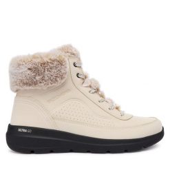 Trzewiki Skechers. Brązowe botki damskie Skechers, bez obcasa, na płaskiej podeszwie, bez zapięcia. Za 299.99 zł.