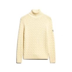Sweter na plecionce z golfem damski Superdry. Brązowe golfy damskie Superdry., m, bez wzorów, ze splotem, bez ramiączek. Za 366.55 zł.