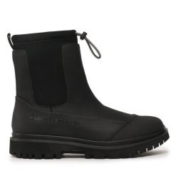 Botki Calvin Klein Jeans. Czarne botki damskie Calvin Klein Jeans, z jeansu, bez obcasa, na płaskiej podeszwie, bez zapięcia. Za 679.99 zł.