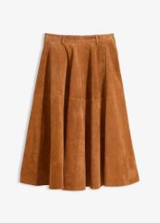 Spódnica skórzana. Brązowe spódniczki damskie bonprix, bez wzorów, eleganckie, midi. Za 699.99 zł.