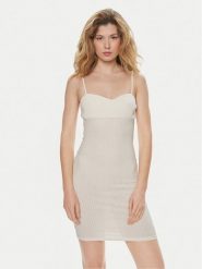 Brave Soul Sukienka letnia LDRJ-248LANA Écru Straight Fit. Sukienki damskie Brave Soul, na lato, xs, bez wzorów, z bawełny, bez kołnierzyka, bez ramiączek. Za 139.99 zł.