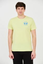 LA MARTINA Żółty t-shirt z dużym logo. Żółte t-shirty męskie La Martina, m, bez wzorów, bez kołnierzyka. W wyprzedaży za 199.99 zł.