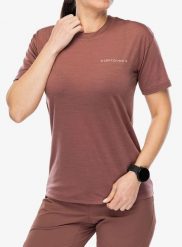 Koszulka z nadrukiem damska Ortovox 150 Cool Climbing Vibes TS. Brązowe t-shirty damskie ORTOVOX, l, bez wzorów, z lyocellu, bez kołnierzyka. Za 393.79 zł.