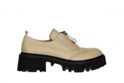 Półbuty Bayla-161 054 2894 3633 Beige 161384, Beżowy, Skóra naturalna - 41. Brązowe półbuty damskie Bayla, bez wzorów, z gumy, bez obcasa, na platformie. W wyprzedaży za 269.10 zł.