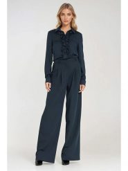 Nife Spodnie w kolorze granatowym rozmiar: 38. Niebieskie spodnie materiałowe damskie Nife, bez wzorów, z materiału, z podwyższonym stanem. Za 196.70 zł.