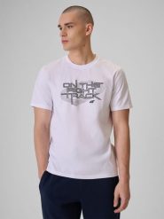 4F T-shirt regular z nadrukiem męski - biały XXL. Białe t-shirty męskie 4f, m, bez wzorów, z bawełny, bez kołnierzyka. Za 69.99 zł.