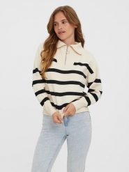 Vero Moda Sweter "Saba" w kolorze czarno-kremowym rozmiar: XL. Czarne golfy damskie Vero Moda, xl, bez wzorów, bez ramiączek. Za 74.11 zł.