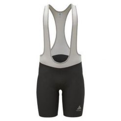 Spodenki rowerowe męskie z szelkami i wkładką Odlo ESSENTIAL biało-czarne. Białe szorty męskie Odlo, bez wzorów, sportowe. Za 333.70 zł.