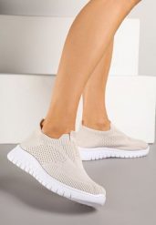 Beżowe Elastyczne Buty Sportowe Ozdobione Tłoczeniem Cleandra. Brązowe buty sportowe na co dzień damskie Renee, bez wzorów, z jeansu. Za 44.99 zł.