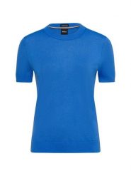 BOSS sweter z wełny merino Kobiety wełna ze strzyży niebieski, S. Niebieskie swetry klasyczne damskie Boss, s, z wełny, bez kołnierzyka. Za 649.95 zł.