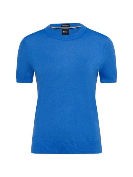 BOSS sweter z wełny merino Kobiety wełna ze strzyży niebieski, S. Niebieskie swetry klasyczne damskie Boss, s, z wełny, bez kołnierzyka. Za 649.95 zł.