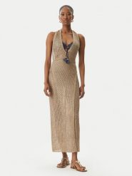 Guess Sukienka plażowa E6GK04 Z5402 Beżowy Classic Fit. Brązowe sukienki damskie Guess, na plażę, l, z aplikacjami, z syntetyku, bez kołnierzyka, bez ramiączek. Za 434.99 zł.