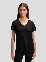 DAMSKA KOSZULKA LEE V NECK TEE BLACK 112378740. Czarne bluzki damskie Lee, m, bez wzorów, bez kołnierzyka. Za 69.99 zł.