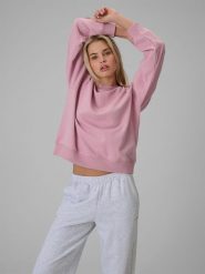 4F Bluza dresowa loose bez kaptura damska - różowa M. Czerwone bluzy bez kaptura damskie 4f, l, z bawełny. Za 129.99 zł.