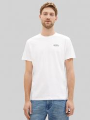 Męska Koszulka Tom Tailor Printed T-shirt White 1042195 20000. Białe t-shirty męskie Tom Tailor, l, bez wzorów, bez kołnierzyka. Za 59.99 zł.