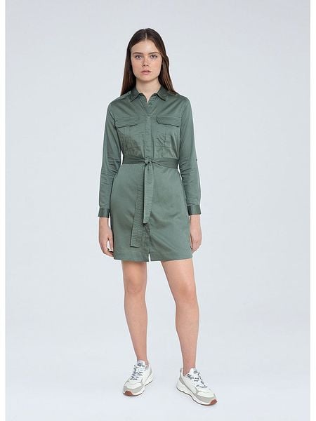 Pepe Jeans Sukienka "Carlotty" w kolorze zielonym rozmiar: M. Zielone sukienki damskie Pepe Jeans, na co dzień, m, bez wzorów, z bawełny, bez kołnierzyka, bez ramiączek, mini, proste. Za 145.26 zł.