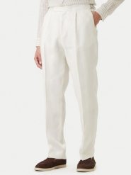 BOSS Spodnie materiałowe H-Perino 50563231 Biały Relaxed Fit. Białe spodnie materiałowe męskie Boss, bez wzorów, ze lnu. Za 999.99 zł.