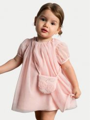 Mayoral Sukienka elegancka 1917 Różowy Regular Fit. Czerwone sukienki dziewczęce Mayoral, bez wzorów, z syntetyku, eleganckie, bez ramiączek. Za 159.99 zł.