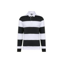 Koszulka polo w paski, długi rękaw Kariban. Czarne bluzki damskie KARIBAN, bez wzorów, bez kołnierzyka, bez ramiączek. Za 197.50 zł.