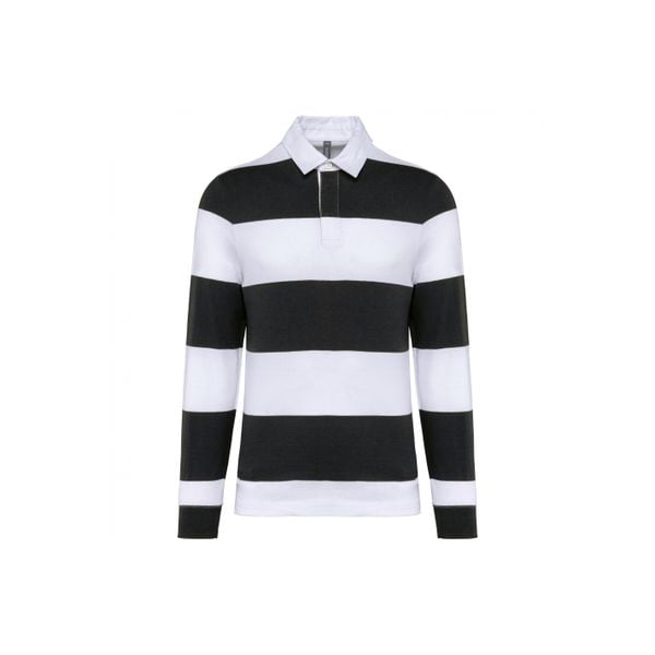 Koszulka polo w paski, długi rękaw Kariban. Czarne bluzki damskie KARIBAN, bez wzorów, bez kołnierzyka, bez ramiączek. Za 197.50 zł.