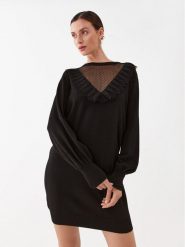 TWINSET Sukienka dzianinowa 232TP3423 Czarny Regular Fit. Czarne sukienki damskie Twinset, s, bez wzorów, z dzianiny, bez kołnierzyka, bez ramiączek. Za 1,029.00 zł.