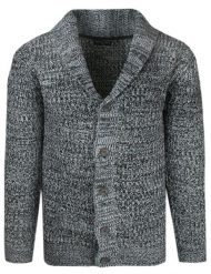 Dziergany Kardigan, Sweter Zapinany na Guziki - BRAVE SOUL - Czarny Melanż. Czarne kardigany męskie Brave Soul, m, bez wzorów, dziergany, casualowe, bez kołnierzyka. Za 137.00 zł.