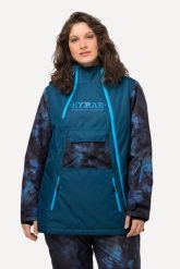 Damskie Kurtka sportowa wodoodporna otwór na kciuk osłona przeciwśnieżna. Niebieskie kurtki narciarskie i snowboardowe damskie Ulla Popken, plus size, bez wzorów, z materiału, z kapturem, snowboardowy. Za 849.99 zł.