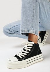 Czarne Trampki na Platformie za Kostkę Ileni. Czarne trampki i tenisówki damskie Born2be, bez wzorów, za kostkę. Za 89.99 zł.