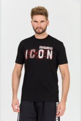 DSQUARED2 Czarny t-shirt Icon Scribble Cool Fit Tee. Czarne t-shirty męskie Dsquared2, l, bez wzorów, bez kołnierzyka. W wyprzedaży za 799.99 zł.