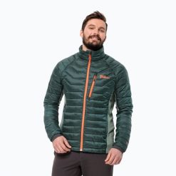 Kurtka puchowa męska Jack Wolfskin Routeburn Pro Ins. Zielone kurtki męskie Jack Wolfskin, m, bez wzorów, z puchu, sportowe, bez kaptura. Za 399.99 zł.