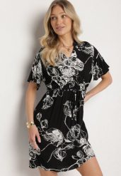 Czarna Sukienka w Kwiaty z Paskiem Cleza. Czarne sukienki damskie Born2be, na co dzień, na lato, l, bez wzorów, eleganckie, bez kołnierzyka, bez ramiączek, midi. W wyprzedaży za 39.99 zł.