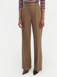 Tommy Hilfiger Spodnie materiałowe Timeless WW0WW48801 Beżowy Wide Leg. Brązowe spodnie materiałowe damskie Tommy Hilfiger, bez wzorów, z materiału. Za 699.99 zł.