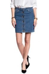 SPÓDNICA JEANSOWA LEE A LINE SKIRT MID STONEWASH L38NMG44 112108286. Niebieskie spódniczki damskie Lee, l, bez wzorów, z jeansu. W wyprzedaży za 69.99 zł.