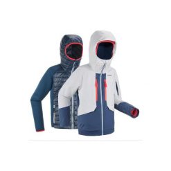 Kurtka narciarska freeride 900 JR 3 w 1. Szare kurtki męskie WED'ZE, m, bez wzorów, z elastanu, bez kaptura, narciarskie. Za 399.99 zł.