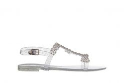 Sandały Sca'viola G-64 Silver 047191, Srebro, Silikon - 37. Szare sandały damskie Sca'viola, bez wzorów, z materiału, bez obcasa. W wyprzedaży za 89.10 zł.