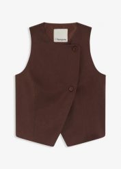 Kamizelka z lejącej mieszanki wiskozy. Brązowe kamizelki damskie bonprix, z wiskozy, krótkie. Za 142.99 zł.