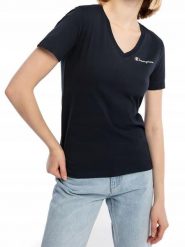 Koszulka Damska Champion. Czarne t-shirty damskie CHAMPION, xs, bez wzorów, z bawełny, bez kołnierzyka. Za 129.00 zł.