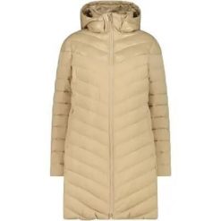 Cmp WOMAN LONG COAT płaszcz damski długi 100% poliester — P405 Cookie. Brązowe płaszcze damskie CMP, bez wzorów, z materiału, eleganckie. Za 586.15 zł.