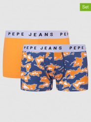 Pepe Jeans Bokserki (2 pary) w kolorze niebieskim i pomarańczowym rozmiar: M. Niebieskie bokserki męskie Pepe Jeans, bez wzorów, z jeansu. Za 54.95 zł.