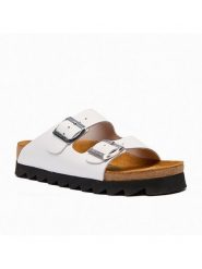 Comfortfusse Skórzane klapki "Troy" w kolorze białym rozmiar: 42. Białe klapki damskie Comfortfusse, bez wzorów, bez obcasa. Za 260.99 zł.